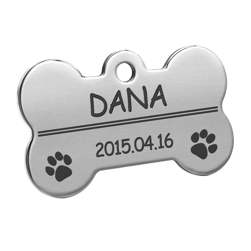 Stainless Steel Personalized Pet ID Tag Dog Name Tags Custom Any Name & Text