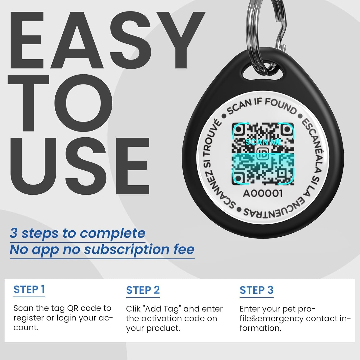 Durable Black QR Code Dog Tags – Real-Time Location Alerts & Emergency Info