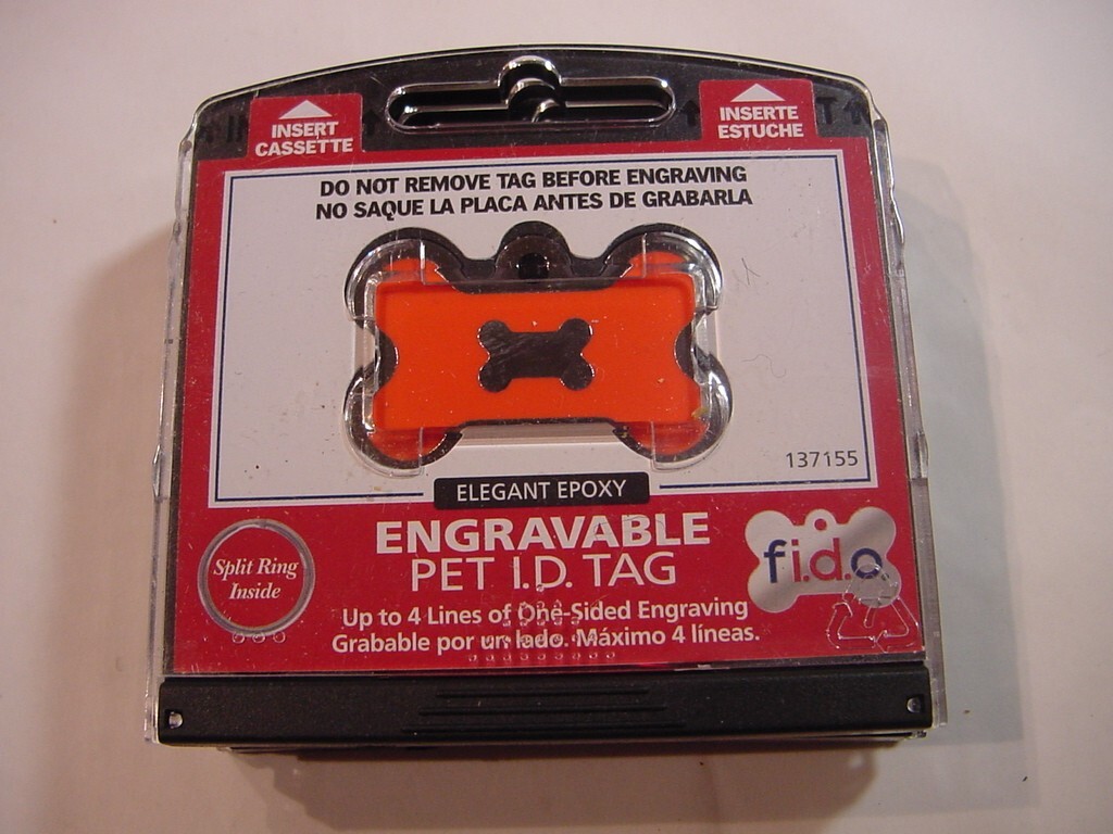 NEW – FIDO ENGRAVABLE PET I.D. TAG – ORANGE DOG BONE