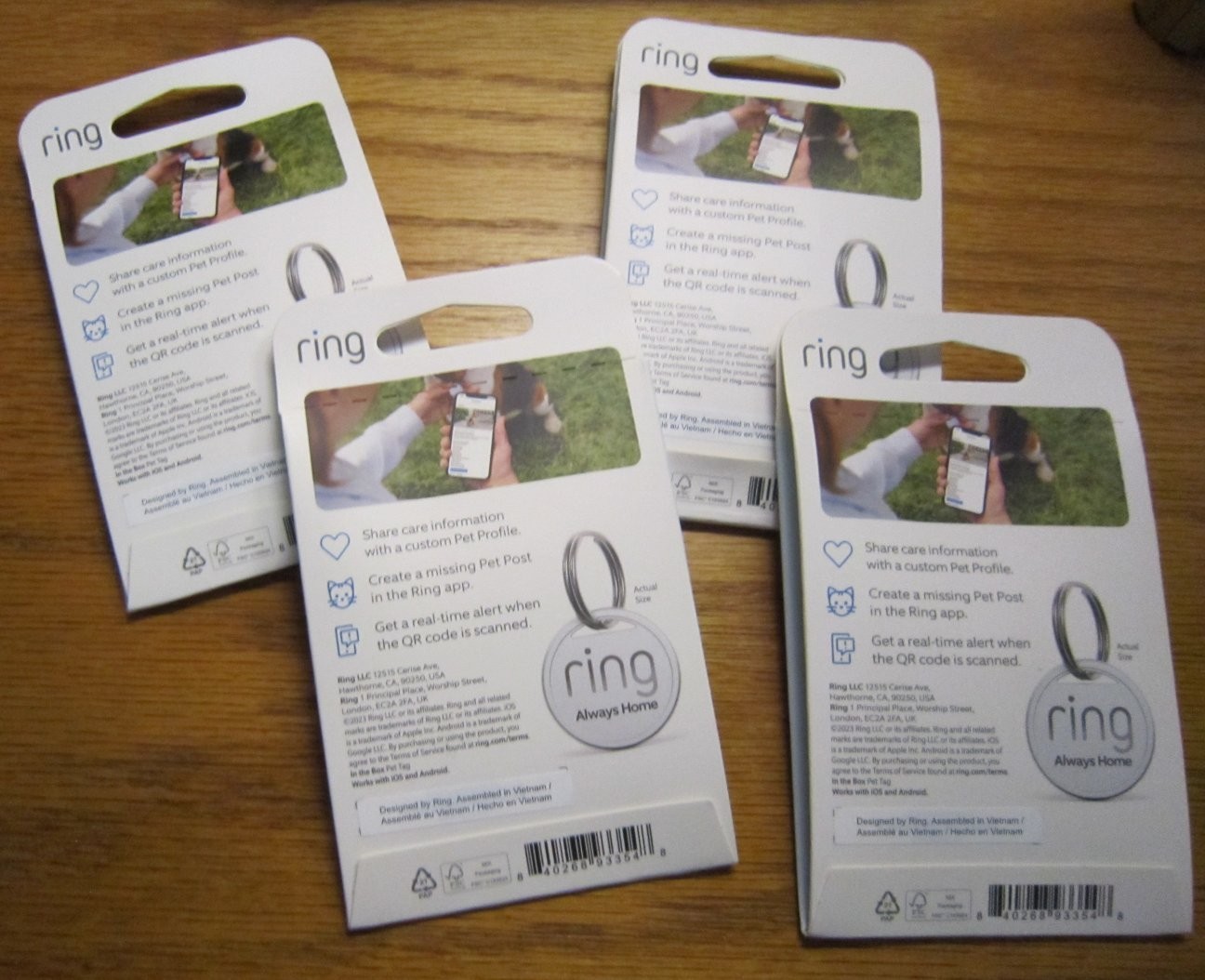 Qty.4 Ring Pet Tag Brand New Sealed QR code keychain security tracker BRAND NEW