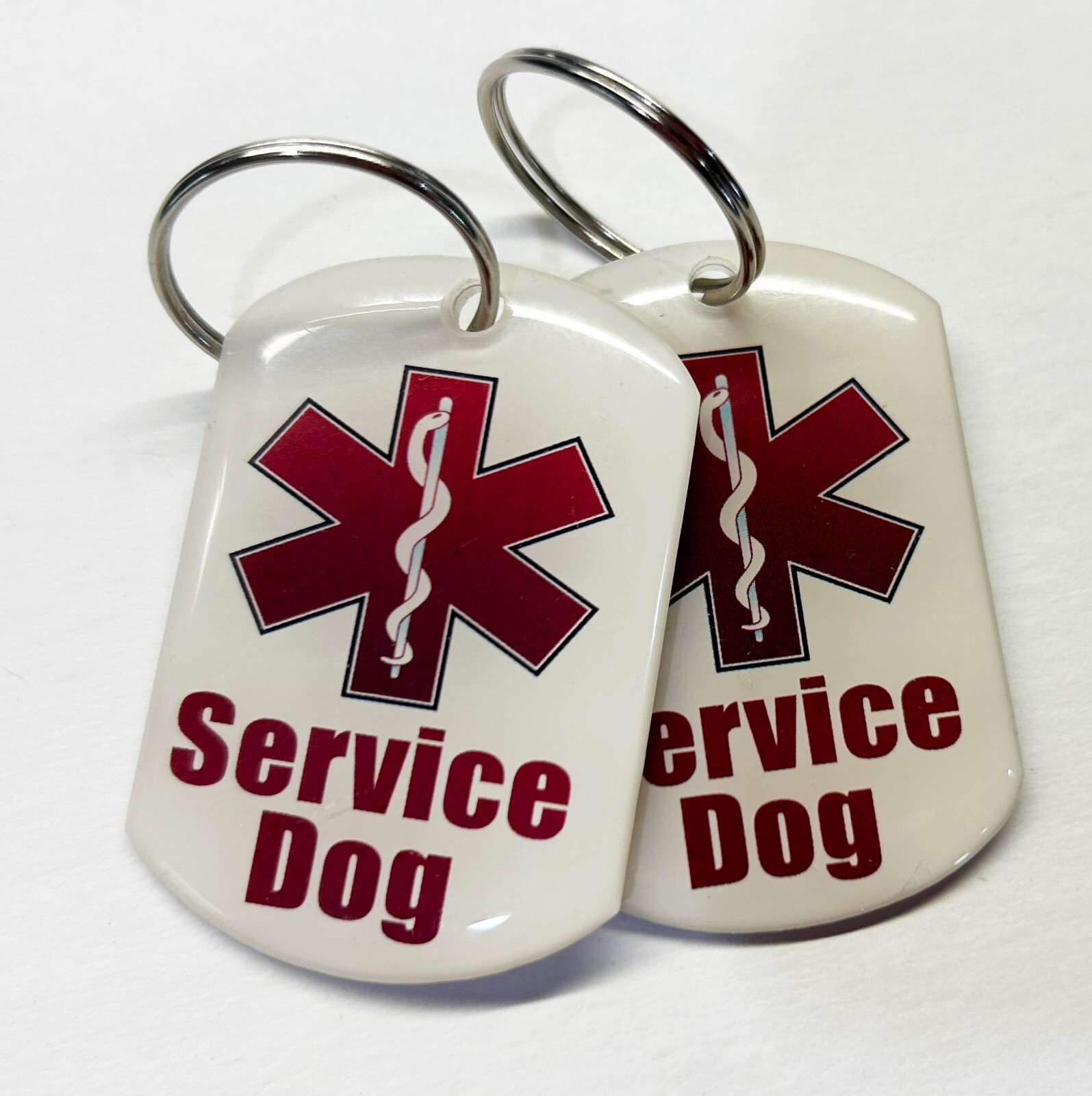 Set of 2 Medical Service Dog ID Tags -Heavy Gloss Epoxy Finish by barkOutfitters