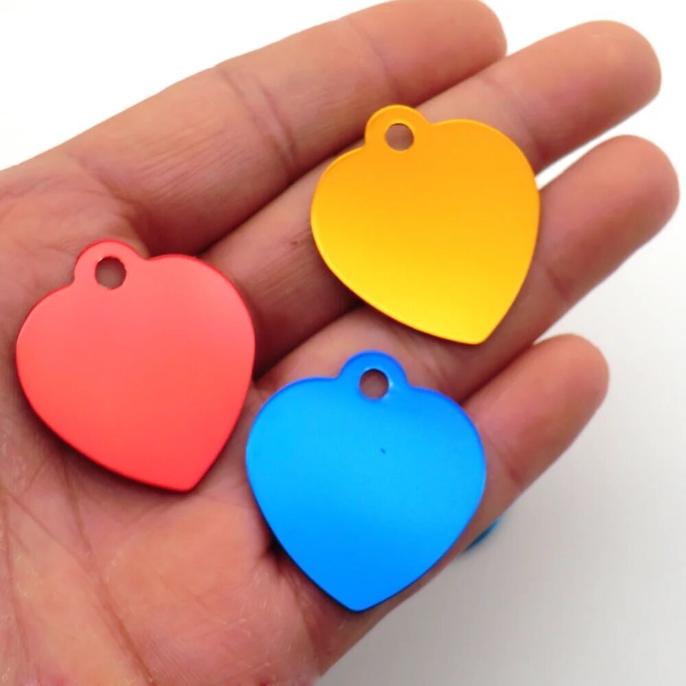 Beautiful HEART TOP Anodized Aluminum Pet ID Tags Collars Custom For Cat Dog