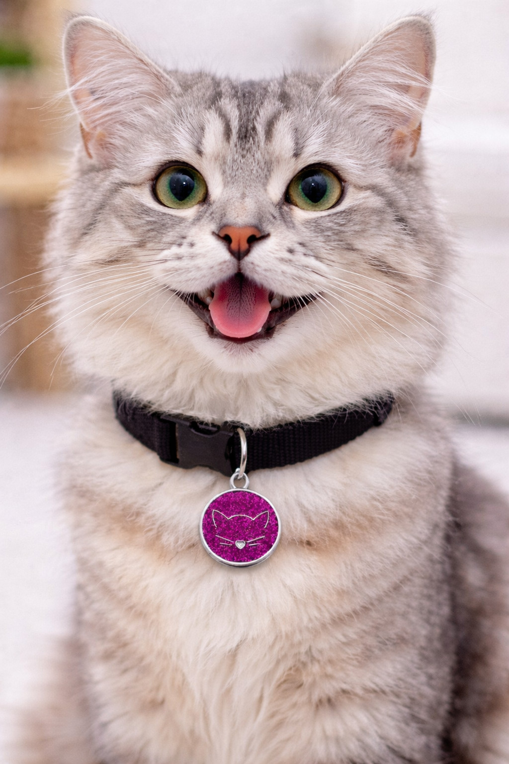 PET ID TAG CUSTOM ENGRAVED PERSONALIZED CAT TAG Glitter Cat Tags