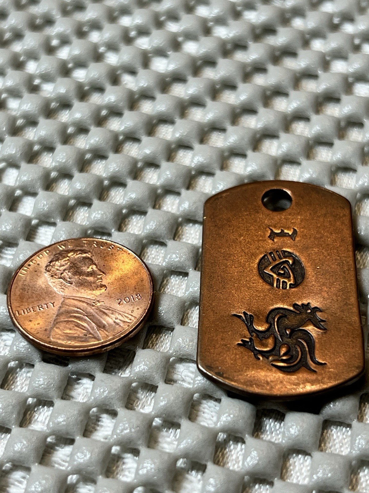 Vintage Steel Flame “I Love Huy Fung Sriacha Sauce” Copper Dog Tag- Variation #2