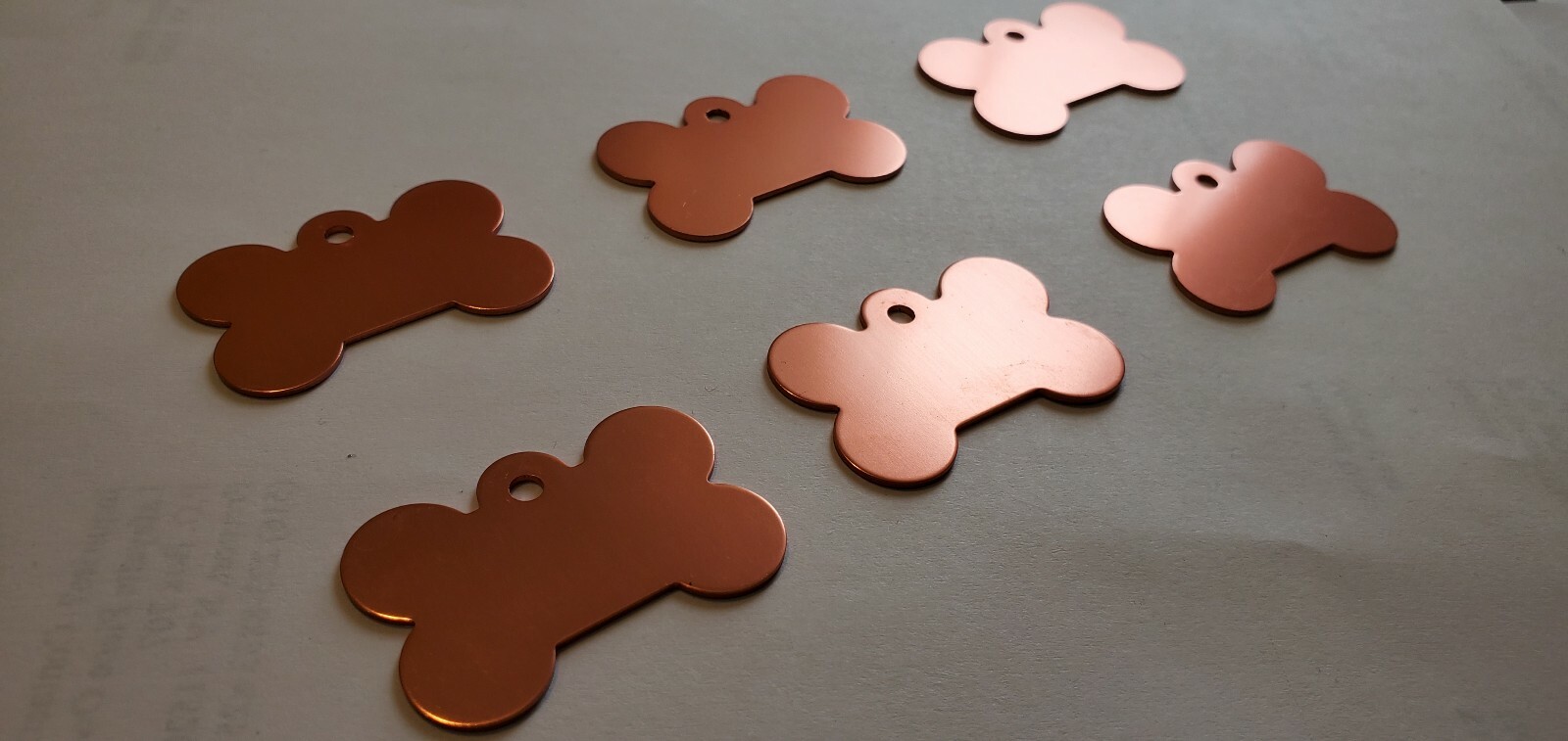 PET TAGS BONE ROSE GOLD (4.0cm) ID 2 SIDE DIAMOND ENGRAVE DOG CAT NAME TAG