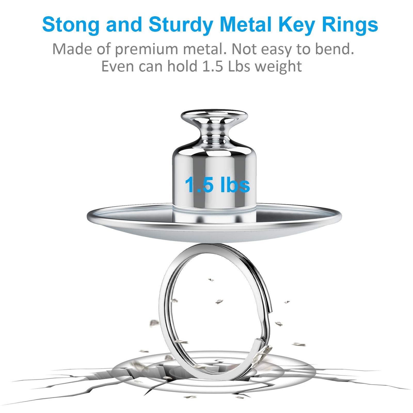 YHYZ Split Key Ring Circle Assorted, Metal Flat Round Keyring Durable in 5 Sizes