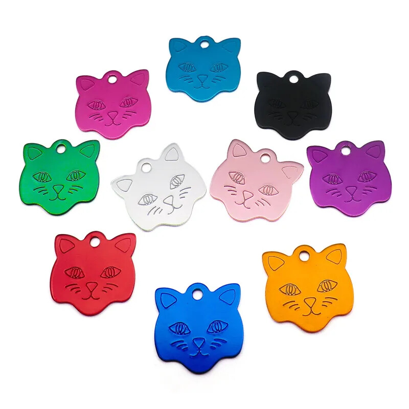 100Pcs Anodizing Aluminum Dog Tag Name Dog ID Tags Collar Customized Engraving