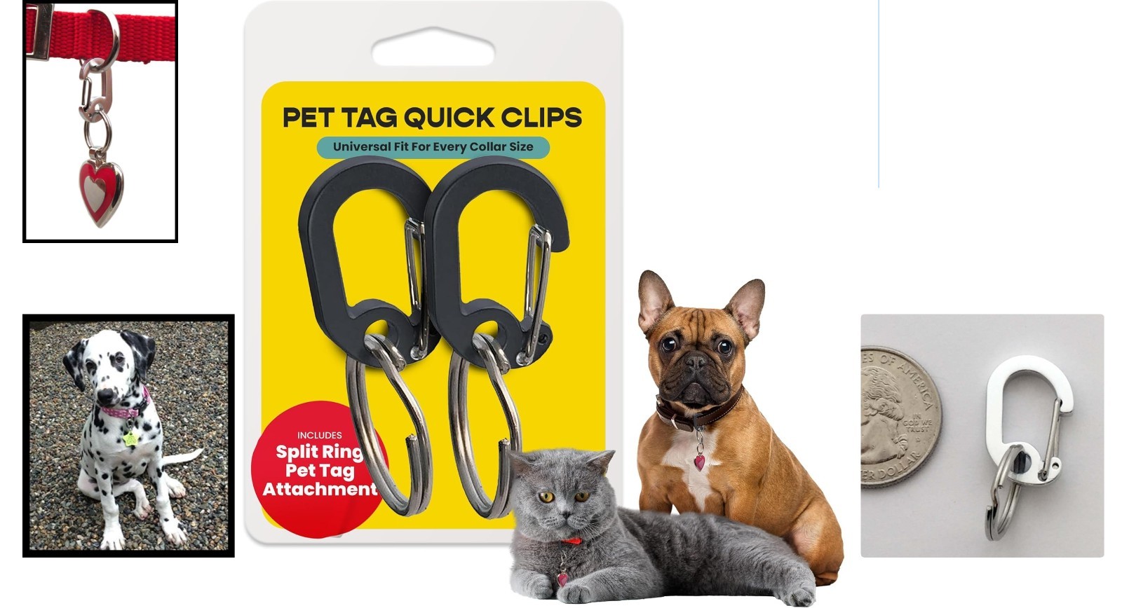 Klippy Pet Tag Clips – 2 Pack Lightweight Aluminum Tag Holders for Dogs & Cats