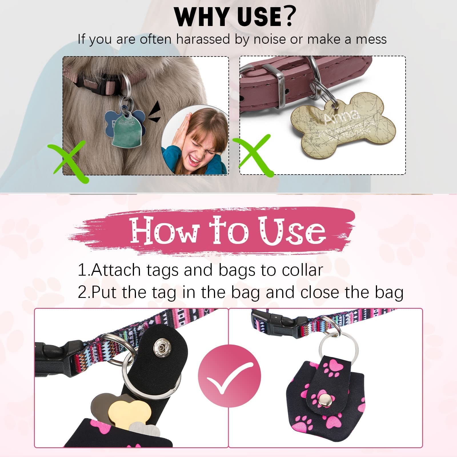 6 Pieces Dog Tag Silencer Dog Tag Cover Portable Pet ID Soundless Silencer Ba…