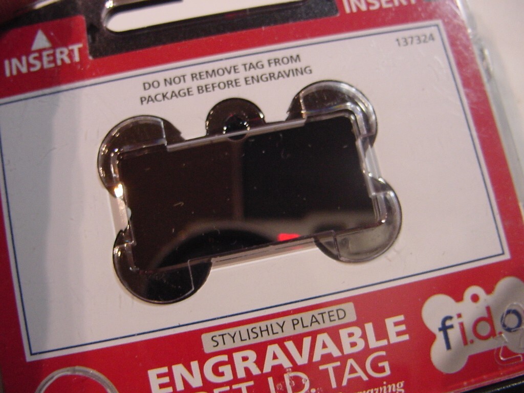 NEW – FIDO ENGRAVABLE PET I.D. TAG – BLACK DOG BONE