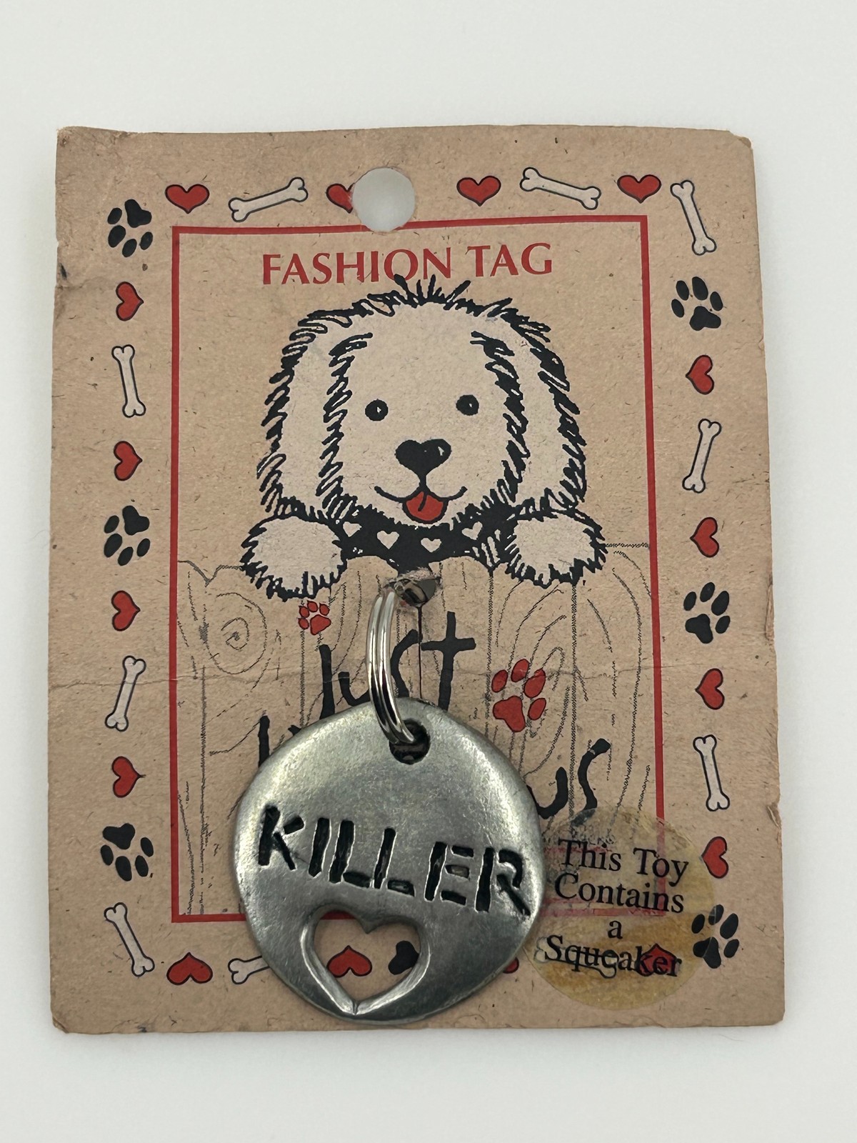 Just Bepaws Killer Pewter Dog ID Tag Charm Heart Cutout by Laid Back