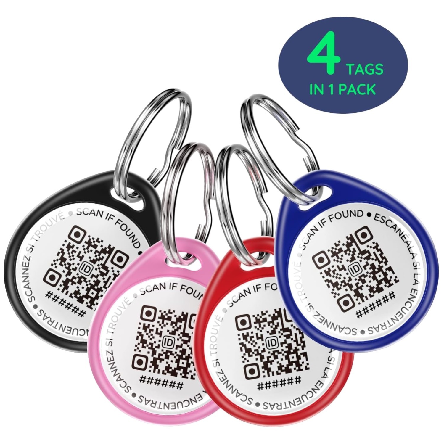 QR Code Pet Tags, Reunite Faster, 4-Pack