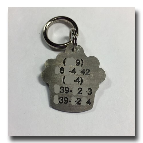 Cupcake Muffin Pet ID Dog Name Tag Free Engraving Mixed Metal Layered Dog Tag