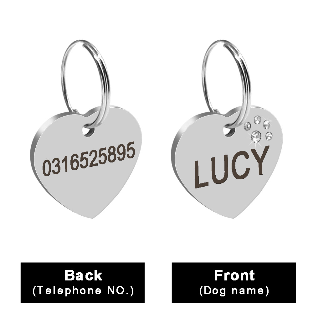 20/50pcs Heart/Fish Shape Cat Dog Tags Personalized Engraved Puppy ID Name Tag
