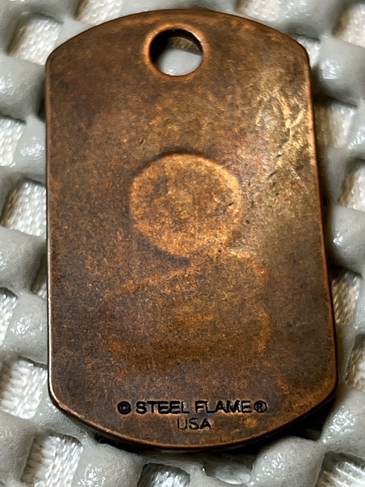 Vintage Steel Flame I Love Huy Fong Sriacha Sauce- Copper Dog Tag- Variation #1