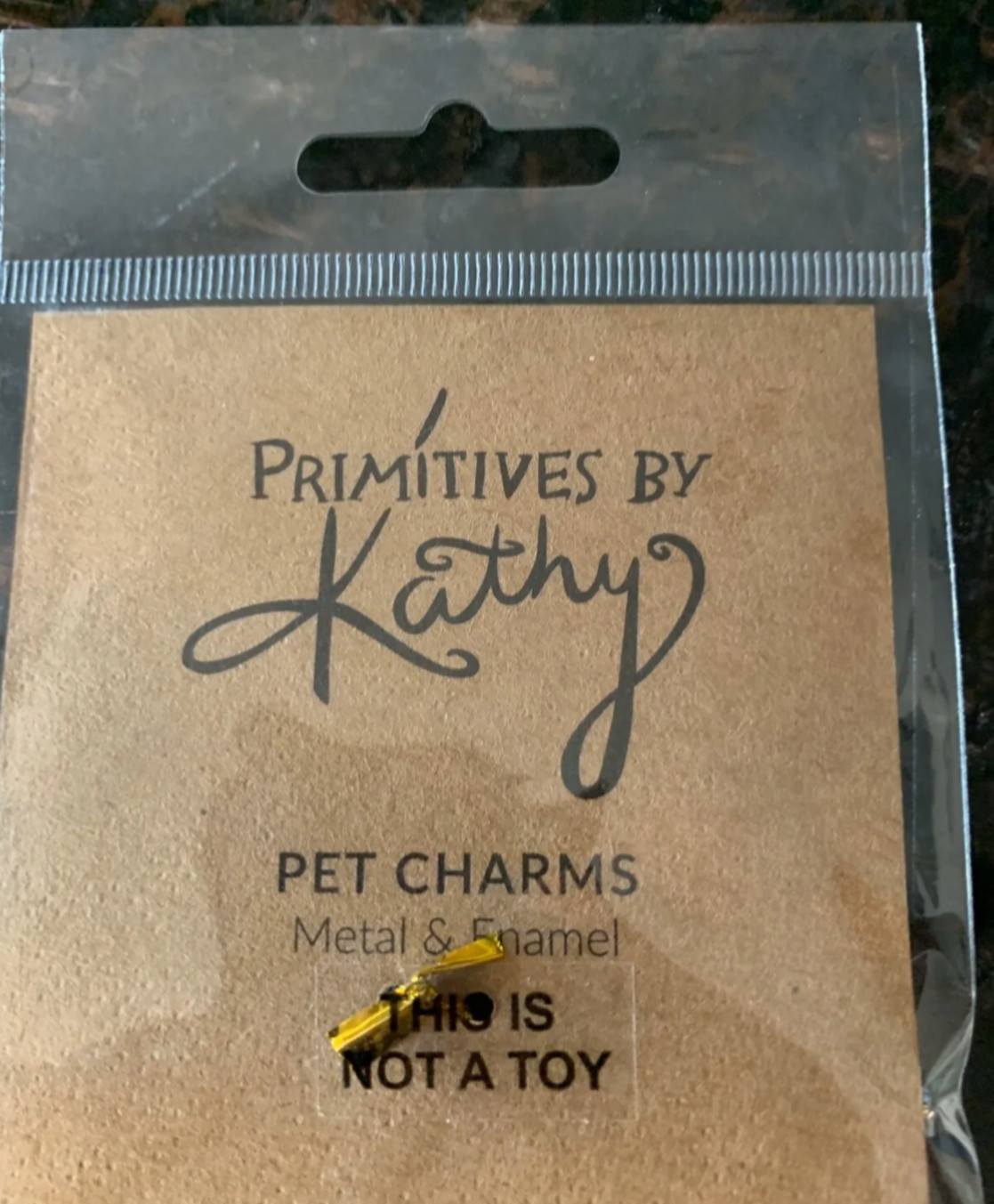 NEW Primitives by Kathy RESCUED WITH LOVE Metal Enamel Collar Pet Charm Dog NWT
