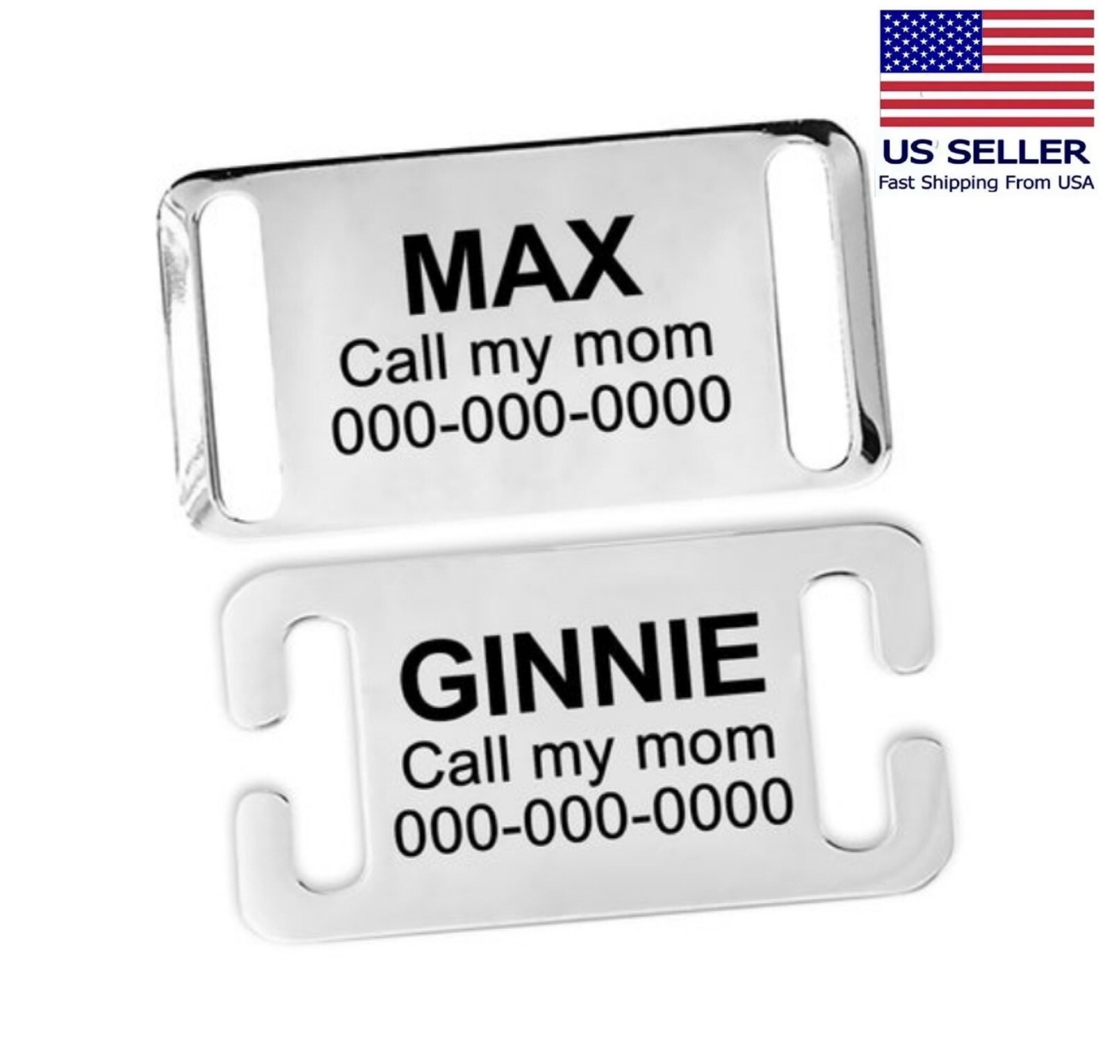 Stainless Steel Slide-On Collar Pet Dog Identification Name Tags Custom ID