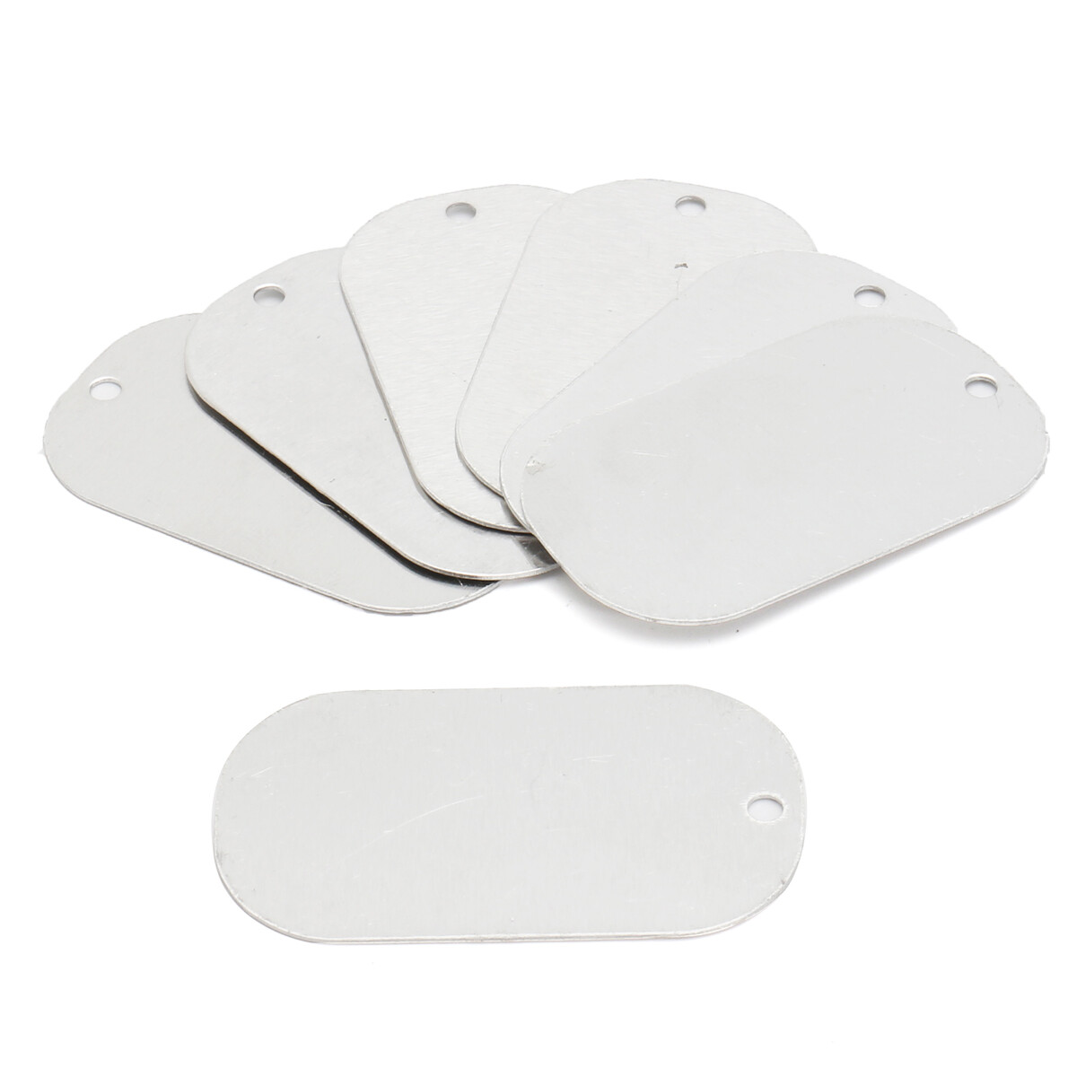 100Pcs Gloss Silver Aluminum 1-1/8″x2″ Dog Tag Blank Personalised ID Pet Name
