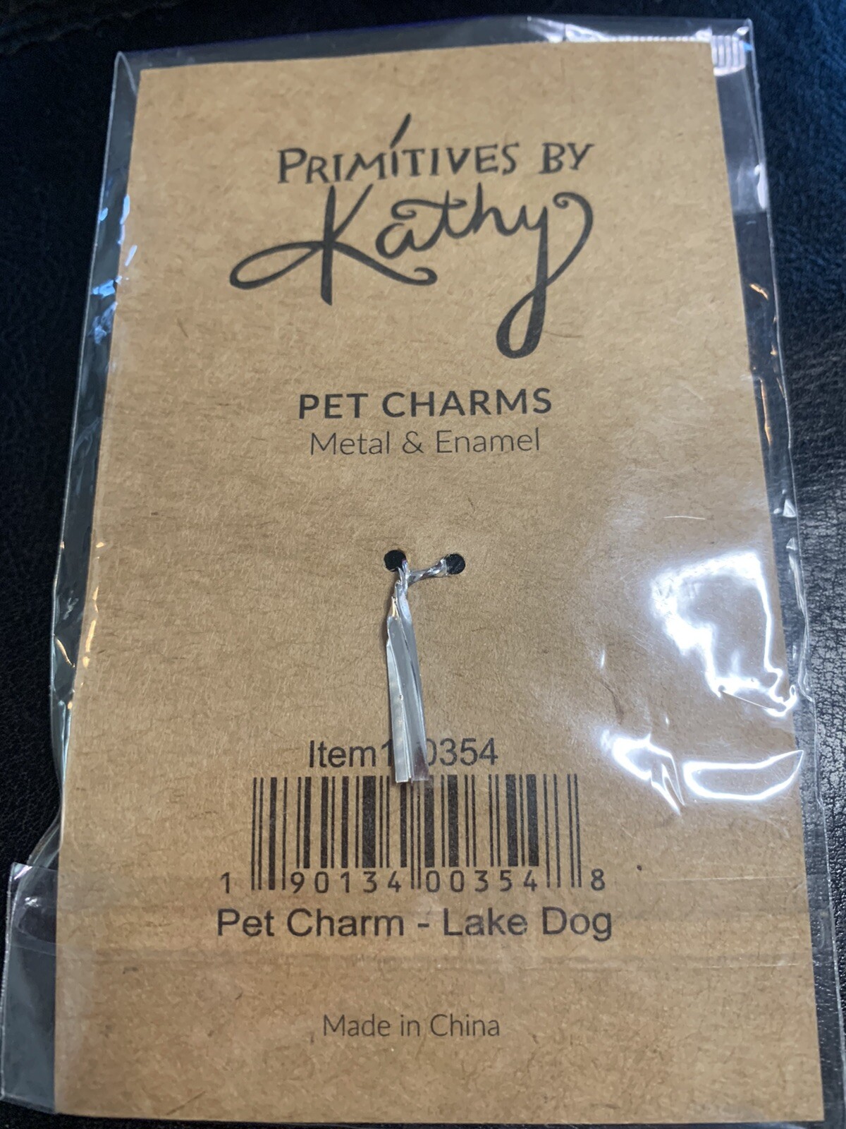 Primitives By Kathy Dog Collar Charm Lake Dog Pet Tag Enamel 1.25 Inch