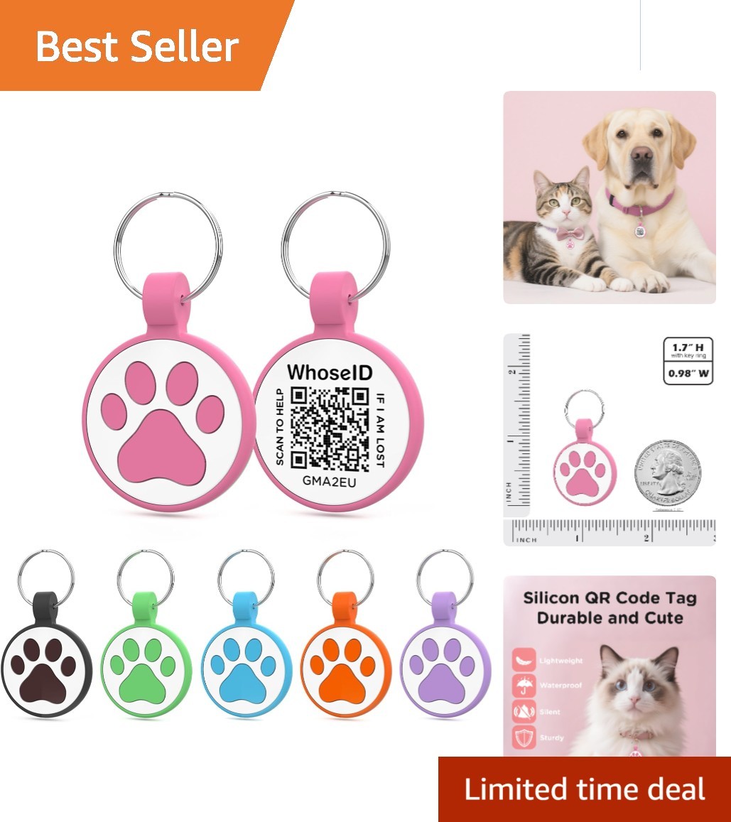 Pet Safety Revolution: QR Code Cat Tag in Rose – 1″ Lightweight Design