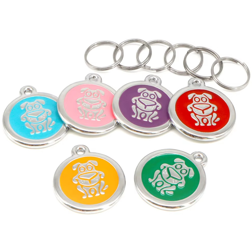 DOG Design Front PET ID Tag Engraved Custom CAT DOG Collar Tag | Ring Include
