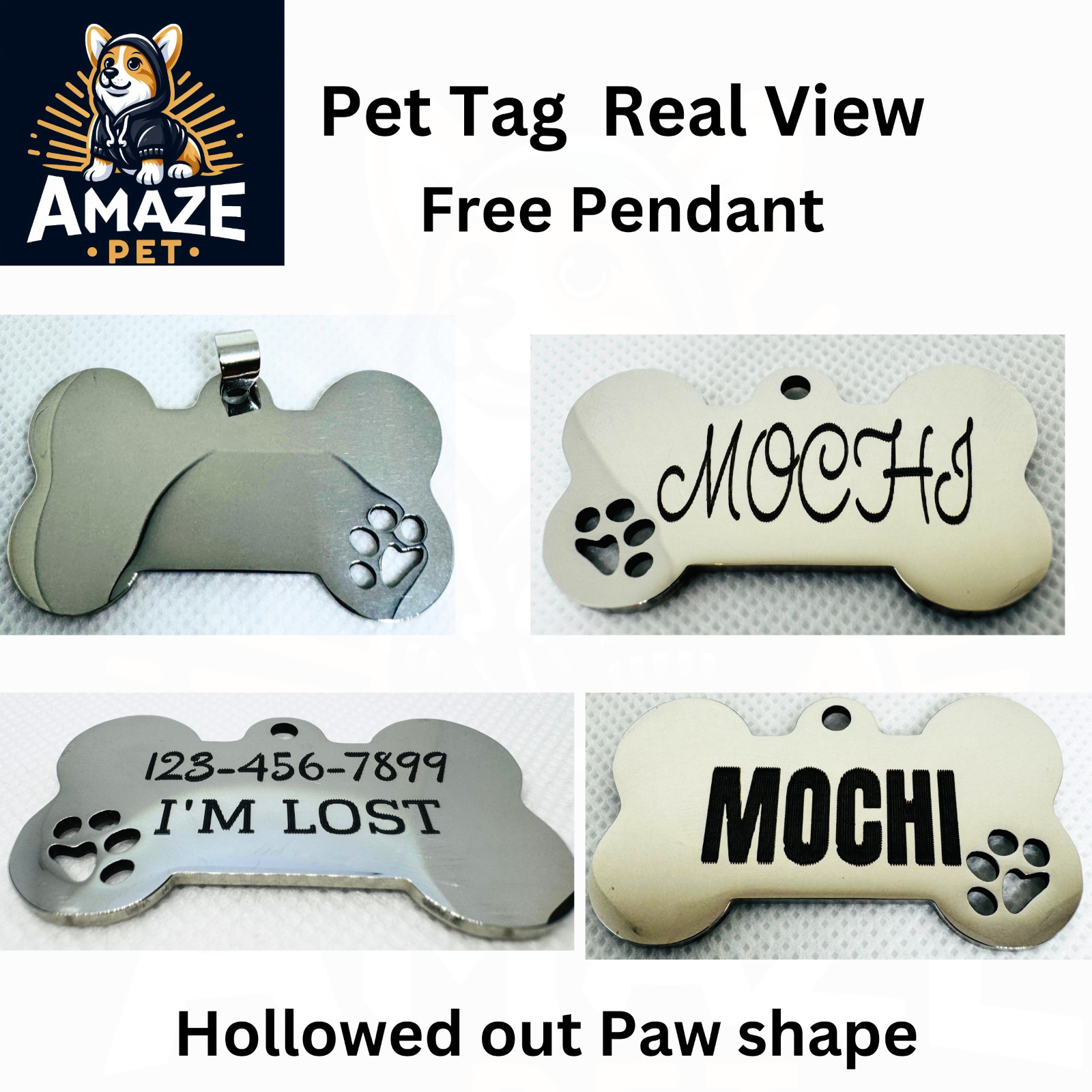 Hi-Quality Stainless Steel Pet ID Tag Dog Tag Personalized Front/Back Engraving