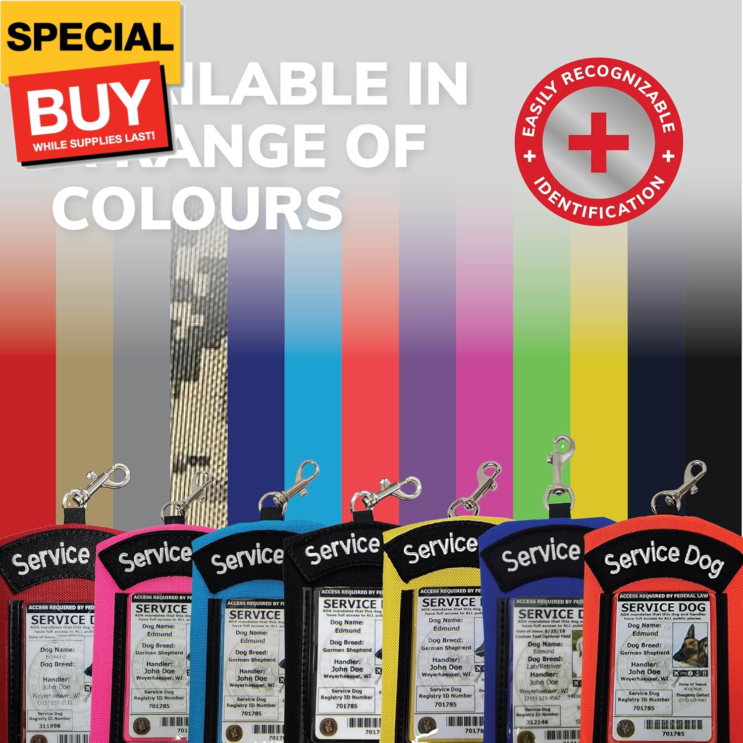 ActiveDogs Service Dog ID Card Pouch – Clip On Identification Badge Display Tag