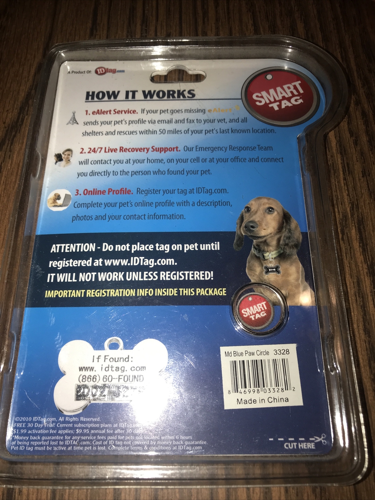 Find Lost Pets Fast!! Smart Tag Pet ID Medium Blue Paw print – New In Package