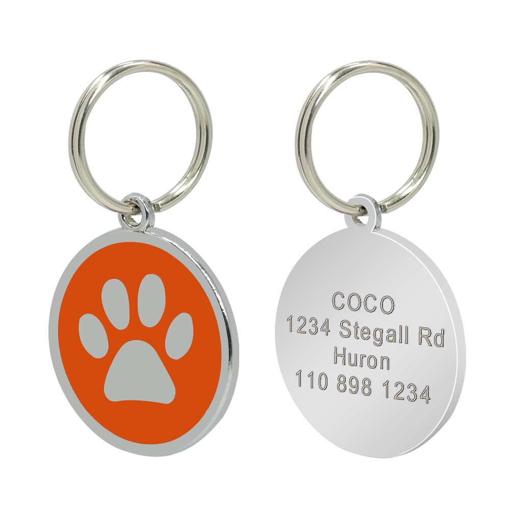 50/100pcs Wholesale Pet Dog ID Tags Bulk Blank Custom Round Paw Print Name Discs