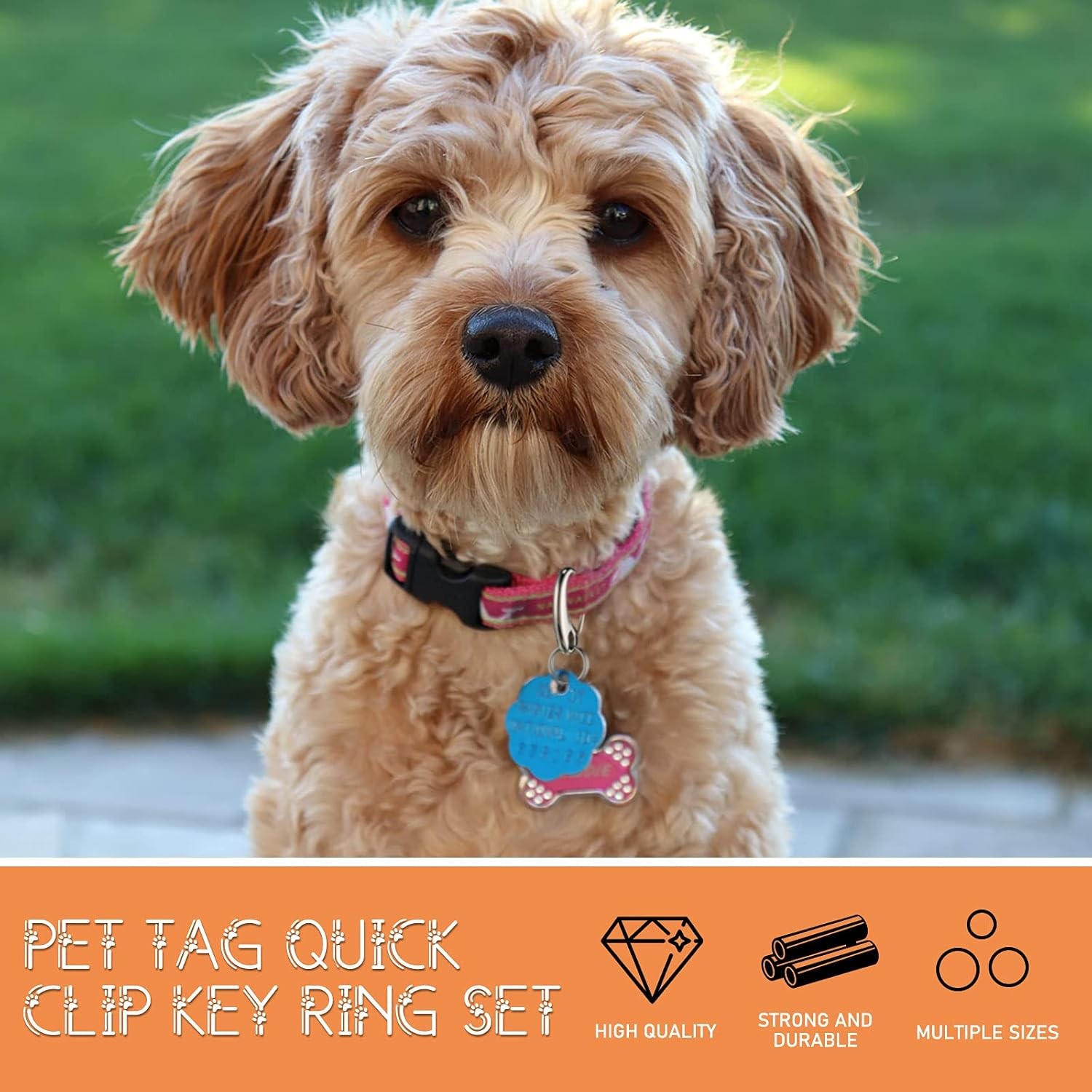 18 Pieces Leash Dog Tag Clip Pet ID 1.9 Inch，1.3 Inch，0.8 Inch, Silver