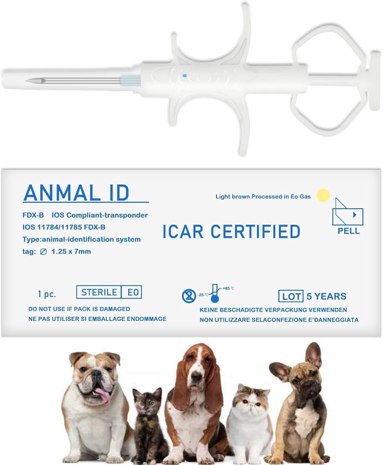 20 Universal FDX-B Pet Microchips 1.25x7mm – Proven Safety & Identification