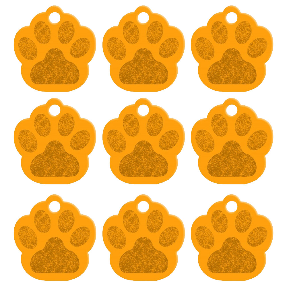 100pcs Wholesale Bulk Glitter Paw Dog Tags ALUMINUM Pet Puppy ID Tag 9 Colors