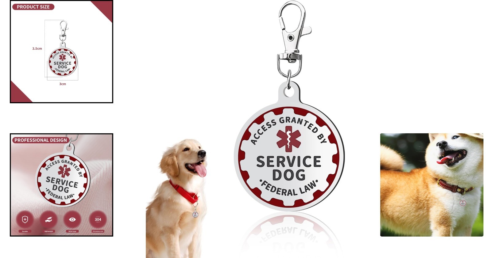 Elegant Stainless Steel Service Dog TAG – Double-Sided for Ultimate Visibility