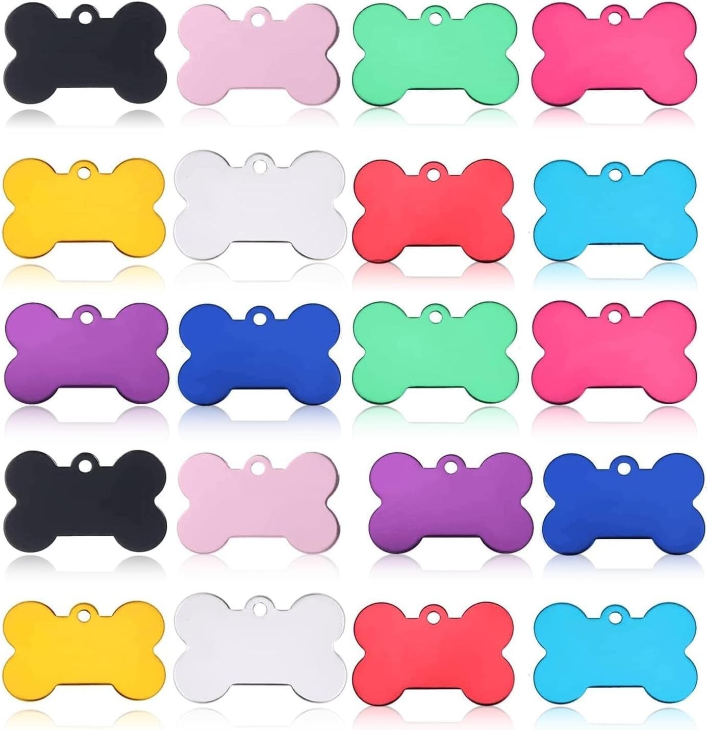 20 Pcs 38MM Double-Sided Bone Shaped Pet ID Tags for Dogs & Cats – Engravable