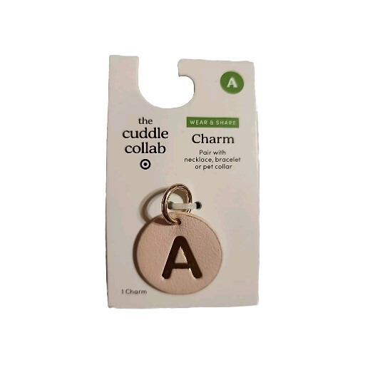 The Cuddle Collab Pet Charm; Gold “A” On Pale Pink Round Charm