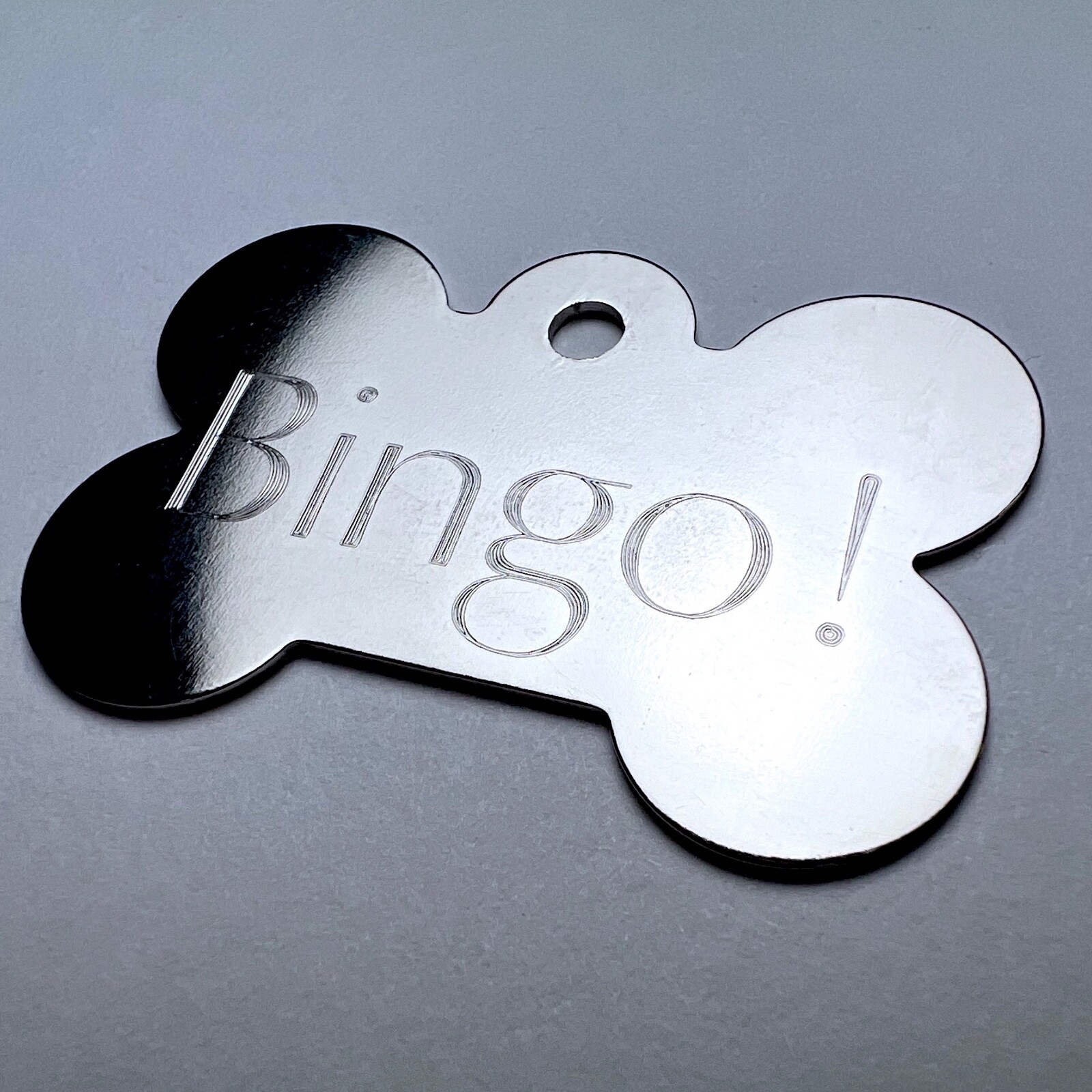 Custom Engraved Dog Tags Personalized Dog Collar Pet Tags Engraved BONE CHROME
