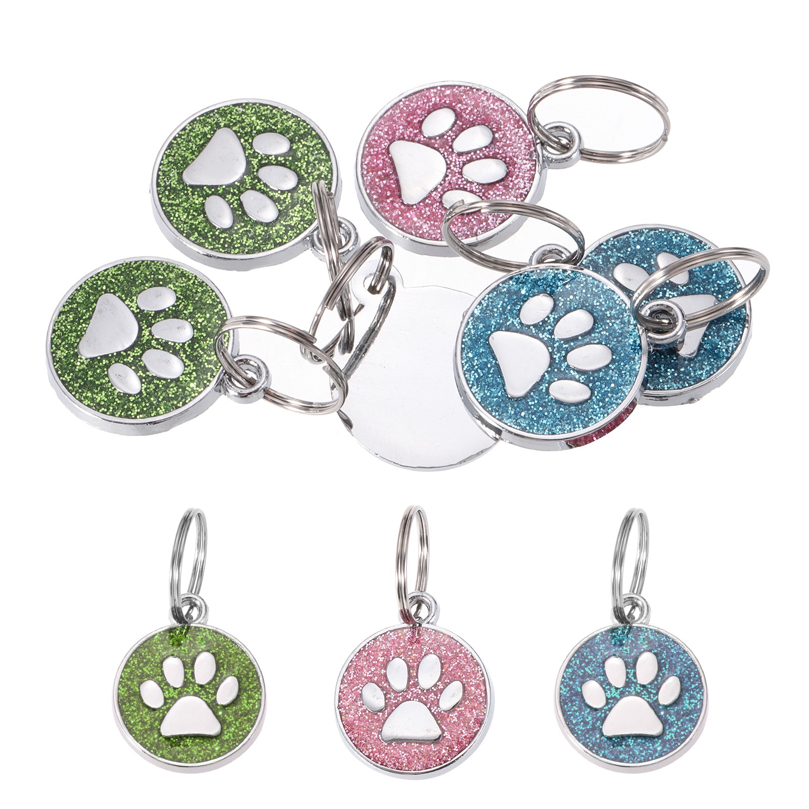 Enamel Paw Print Charm, 9Pcs Alloy Enamel Pendants, Lake Blue/Pink/Green