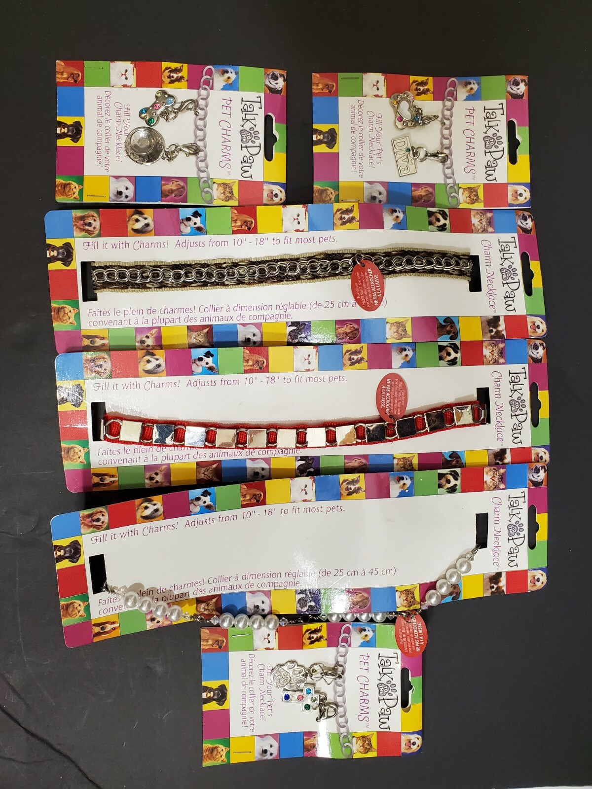 Talk to the Paw Dog 3 Charm Necklaces & 6 Pet Charms 10 – 18 inches