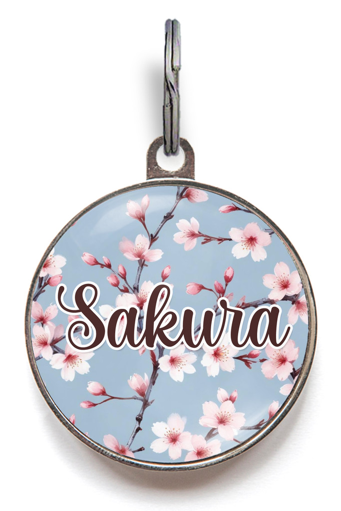 Personalized Dog Tag Cherry Blossom – Floral Pet ID Tag, Durable & Waterproof