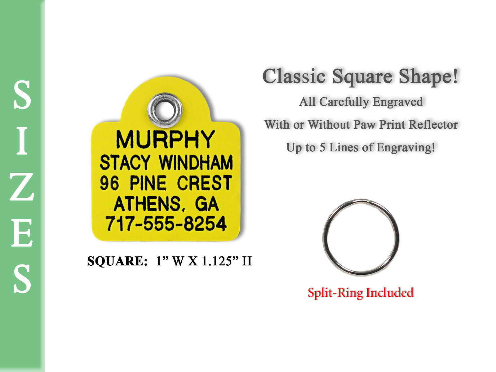 SMALL SQUARE PLASTIC Pet Dog Cat Identification Name Tags-Custom Engraved ID Tag