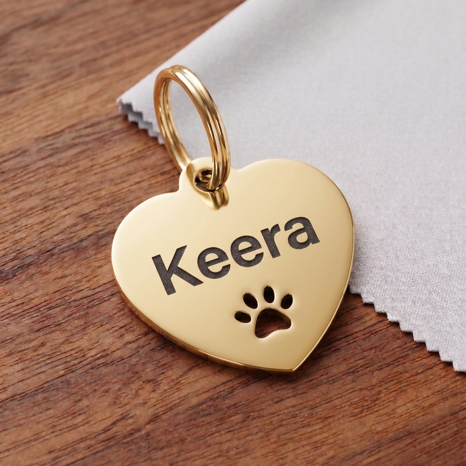 Custom Heart Paw Cutout ID Tag Engraved Placa Perro Gato Stainless 3 Sizes USA