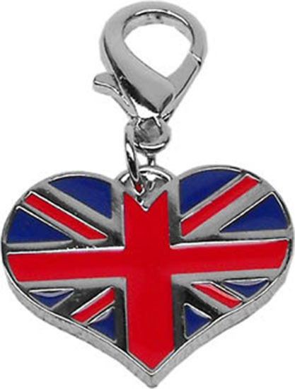 Lobster Claw Enamel British Heart Collar Charm / Zipper Pull