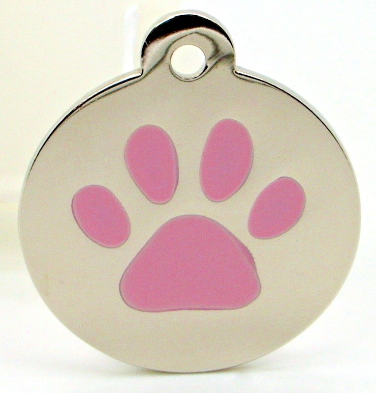 Pet Tags ~ Large & Small Silver Paw Print Engraved Pet Tags
