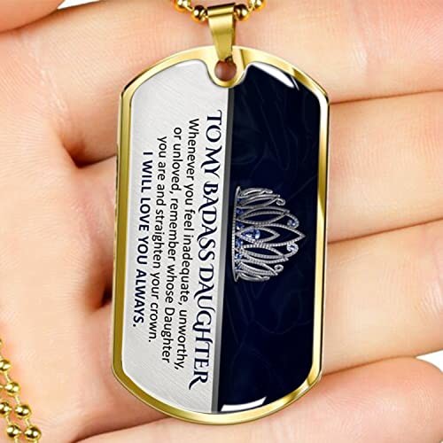 To my badass Son Daughter Necklace, Straighten NE-Gold To my badass Daughter
