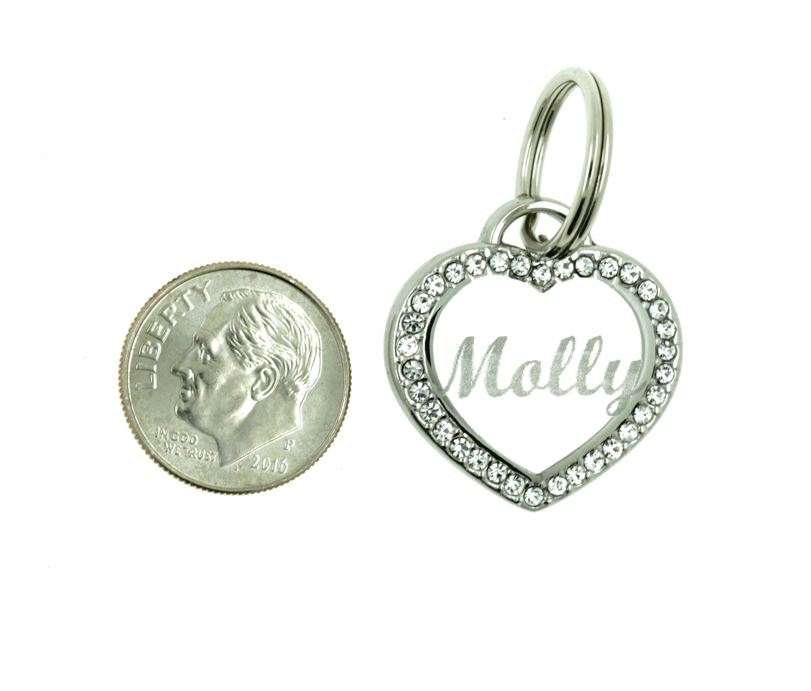 Custom Engraved Personalized Stainless Steel Small Heart SZ Dog Tag Pet ID Name