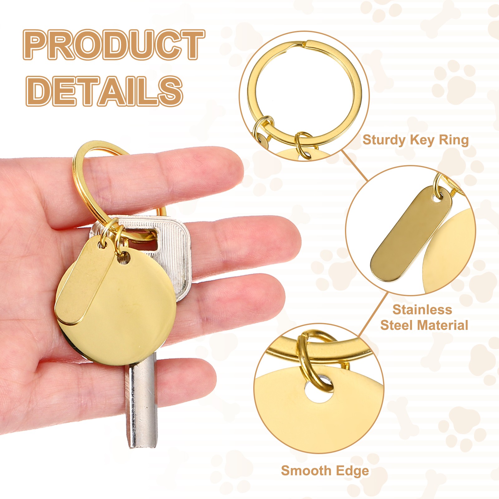 15Pcs Metal Engraving Keychain Blanks, Gold Tone/Silver Tone(Round)