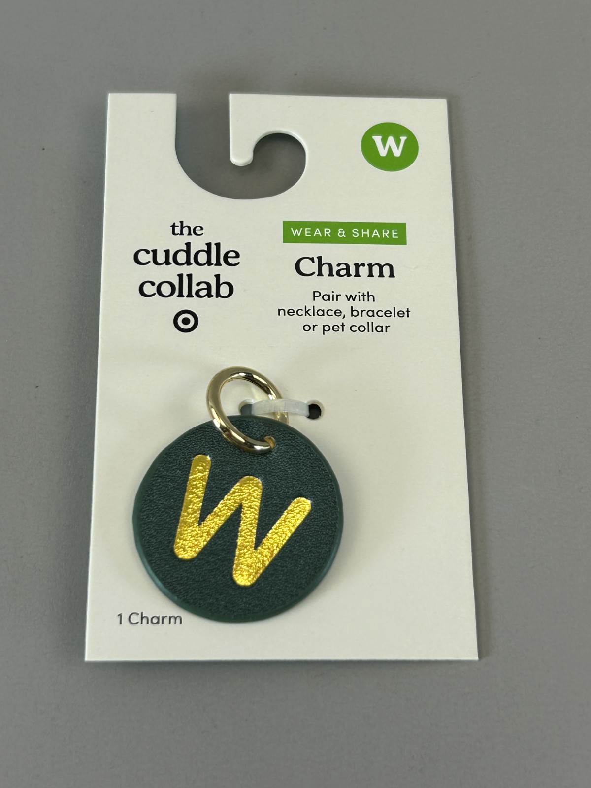 “W” Monogram The Cuddle Collab Wear Share Letter Charm Faux Leather Dark Green