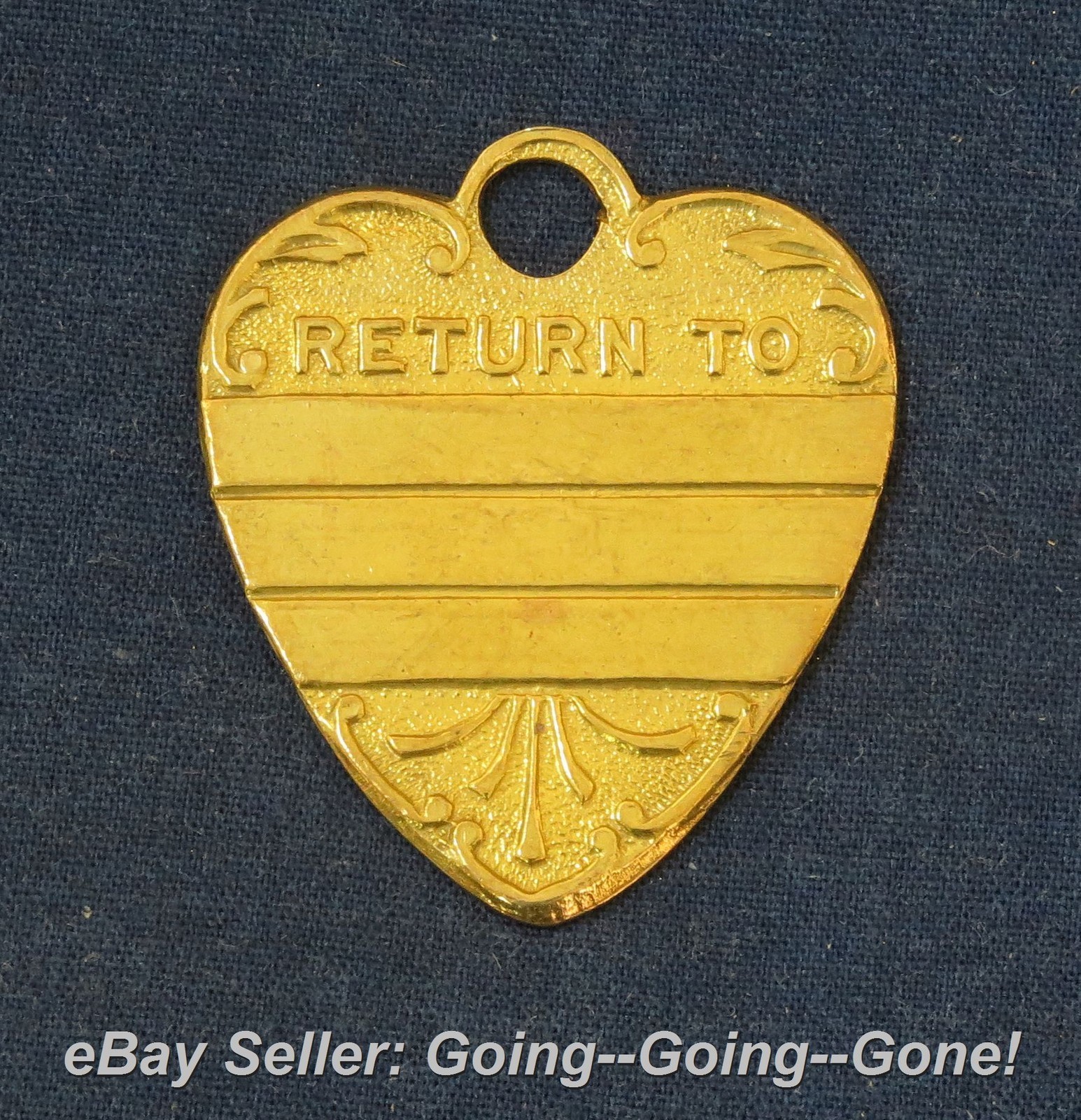 ANTIQUE DOG TAG DOG COLLAR CHARM ID TAG SHIELD SHAPE RETURN TO BRASS LATE 1800’s