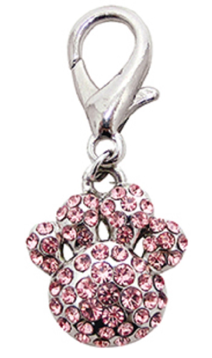 Paw w Pave Crystals Pet Collar Charm or Purse Charm – Choose from 3 Colors
