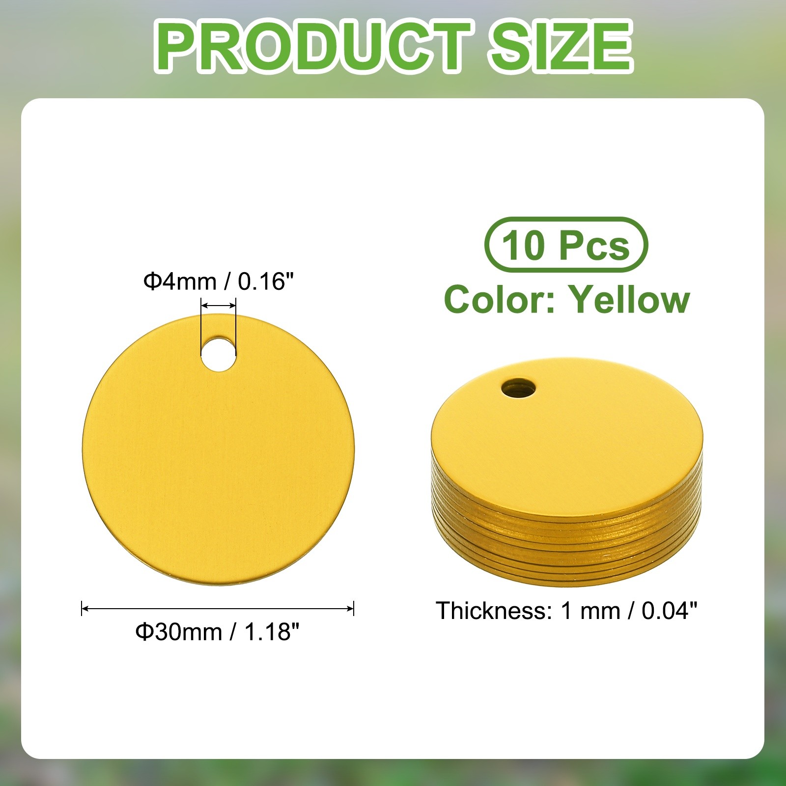 10pcs Dog Pet Tags 30mm Round Aluminum Engraving Blanks Tags, Yellow